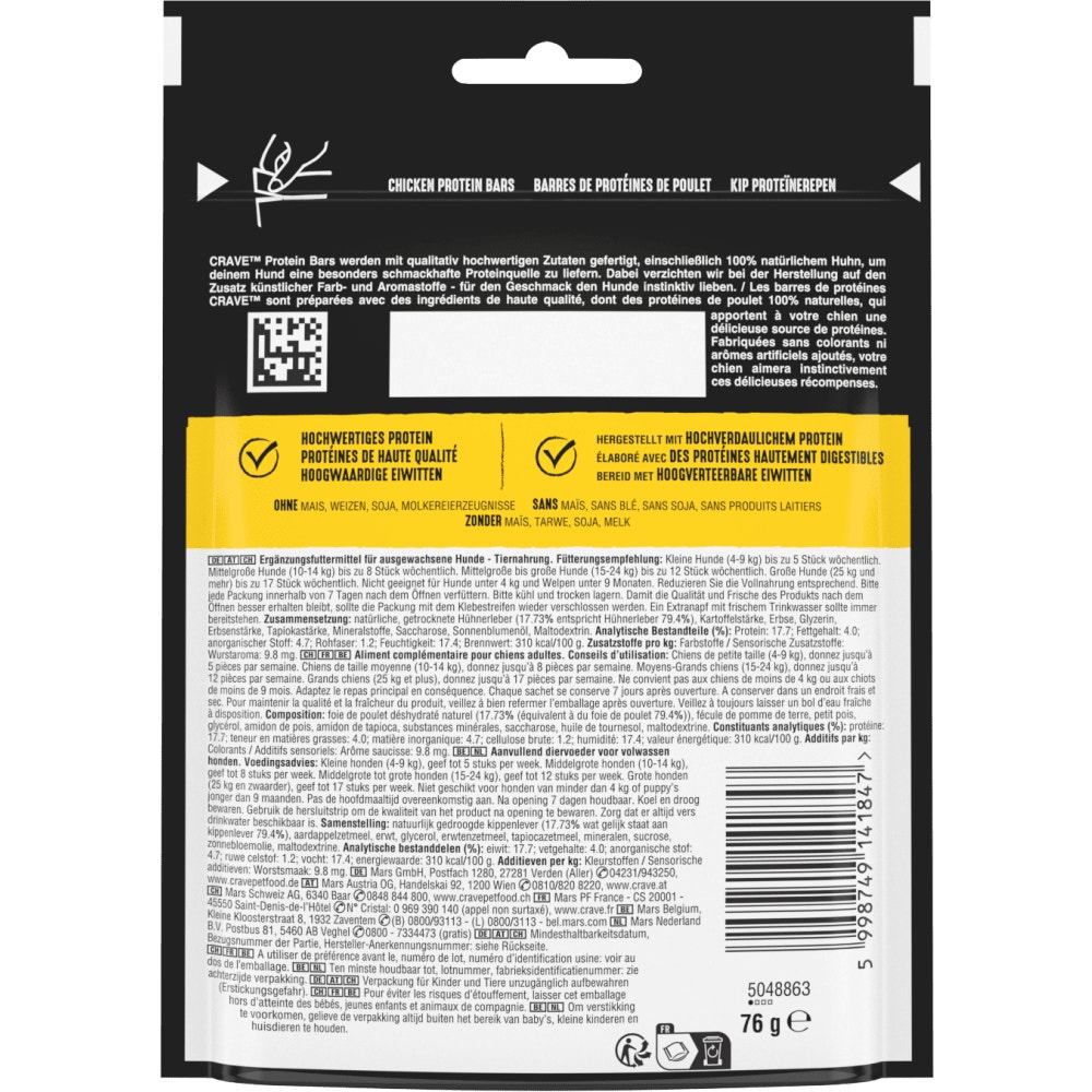 CRAVE™ Protein Bars Poulet pour chien adultes 76g - 2