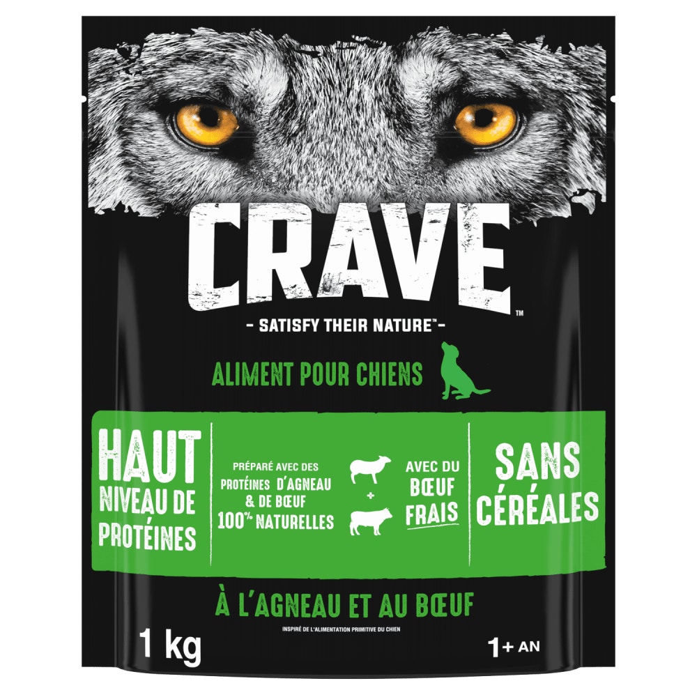 CRAVE™ Croquettes à l’Agneau et au Bœuf pour chiens adultes 1kg & 7kg - 1