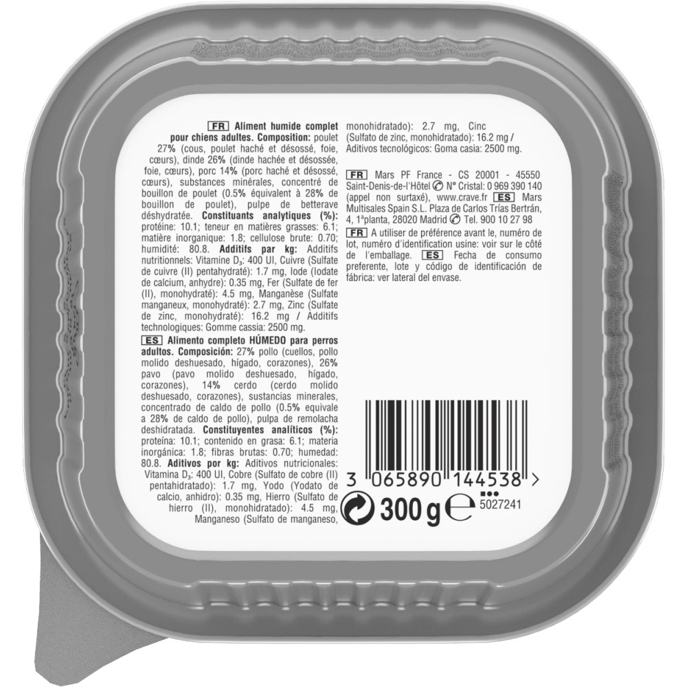 CRAVE™ Terrine en Barquette au Poulet et à la Dinde pour Chiens adultes 300g - 2
