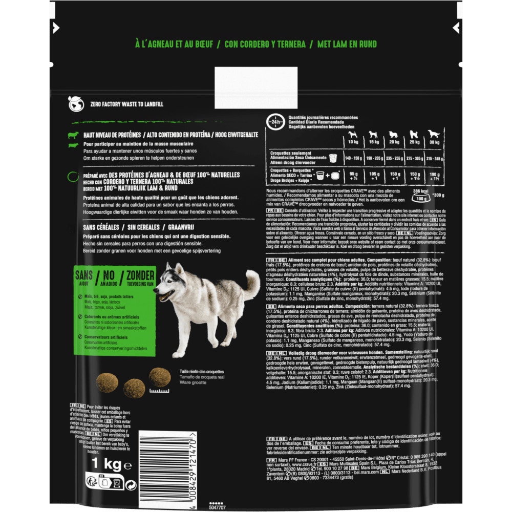 CRAVE™ Croquettes à l’Agneau et au Bœuf pour chiens adultes 1kg & 7kg - 2